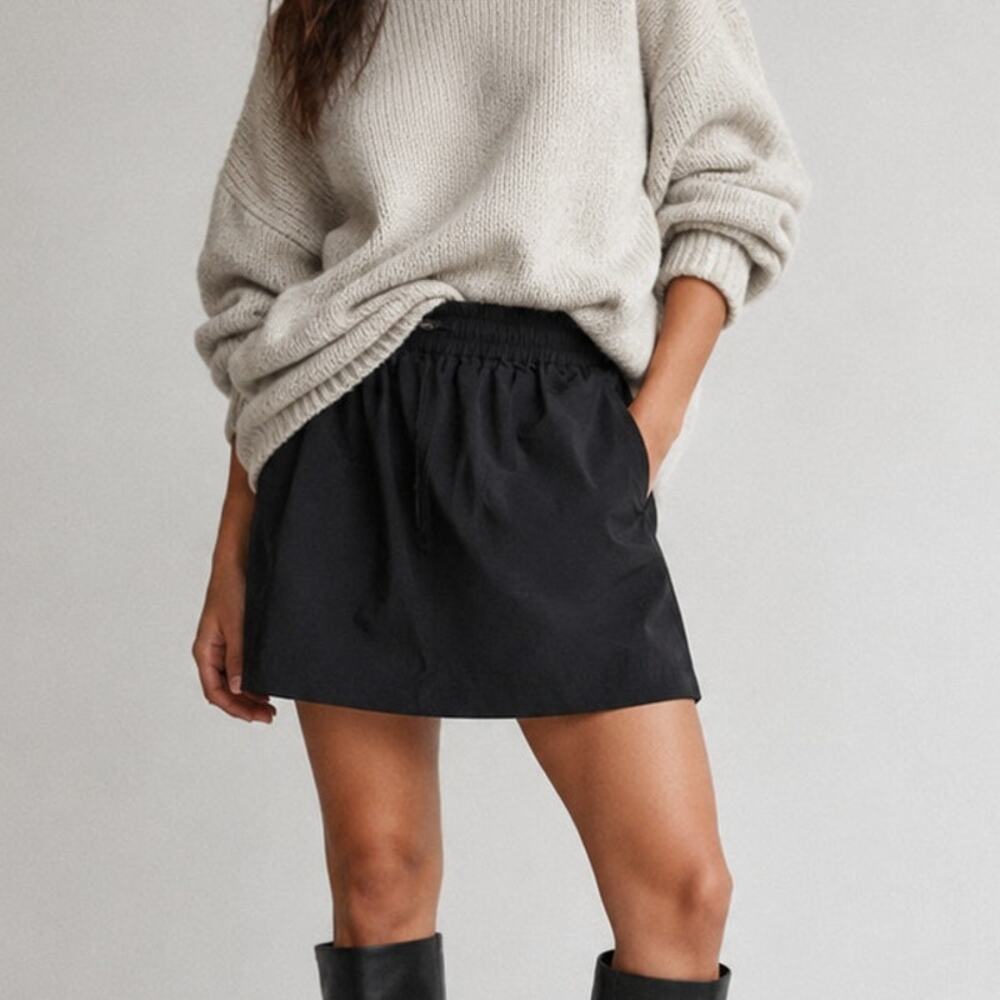 A.P.C. Marrion Mini Skirt Womens 38/US4-6 Black Pull On Elastic Waist A-line